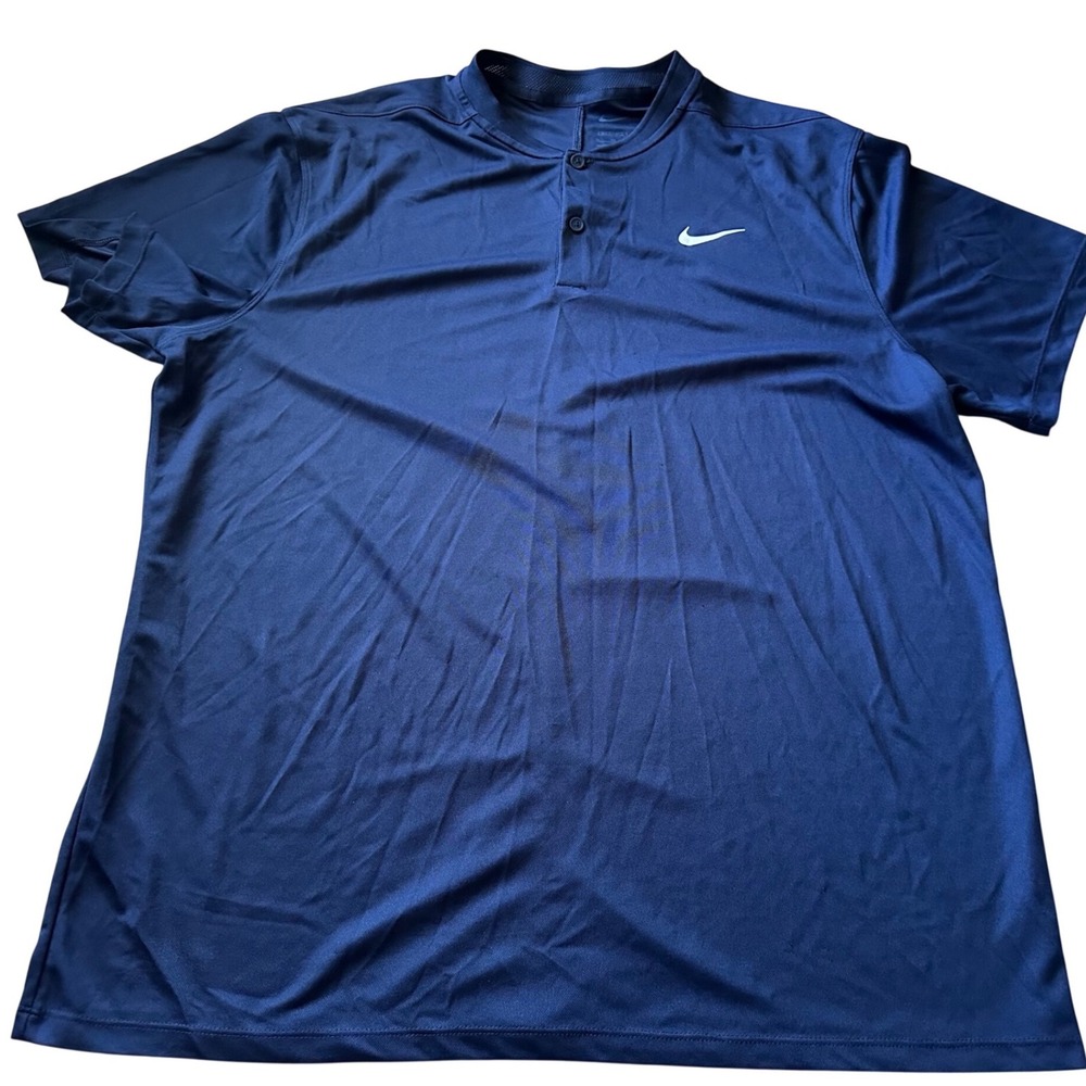 Nike Court Dri-FIT Mens Tennis Blade Henley Polo Navy Blue Size XL